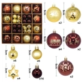44-piece set of red and gold Christmas ornaments with snowflake and reindeer patterns - Coffee Gold
