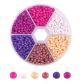 Scatola a 6 scomparti con perline di vetro rosa e viola per gioielli fai da te - Serie Prosperità Viola (3mm) / 1900pz/Scatola
