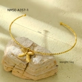 Collana girocollo in acciaio inossidabile dorato con ciondolo a fiocco 3D su base in pietra - Stile a Fiocco A (NMSN-A357-1) / Oro
