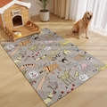 Tappetino per animali in pelle impermeabile con cani su sfondo grigio e pavimento - 40*60cm / Gruppo di Animali Grigi