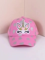 Rosa Mädchen Einhorn Baseballkappe mit silbernen Herzprints und feiner Stickerei - Rosenrot Einhorn