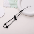 Chic black beaded phone lanyard with resin heart charms and acrylic block beads - K1057 Black Heart Phone Chain