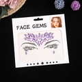 Kit de strass violets pour le visage avec différentes formes sur une carte blanche - 165*155mm / Violet