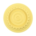 Pale yellow round silicone pet food can lid with beaded edge and textured surface - Cat Treat Dish Yellow