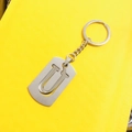 Silver stainless steel keychain featuring a hollowed-out letter U on a dog tag pendant - Letter U