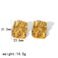 18K gold-plated stainless steel crumpled earrings with size and weight measurement details - Gold Rectangular Crinkled Style (TE6432-G)