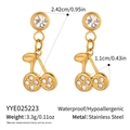 Detailed size specifications for gold cherry earrings with stainless steel and crystals - Gold Rhinestone Cherry Style (YYE025223)