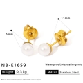 Detail view of 5mm pearl stud earring with dimensions and stainless steel material specs - 5mm Pearl Style (NB-E1659)