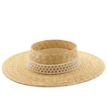 Detailed texture of woven straw sun hat with elegant rows of white pearl embellishments - M (56-58cm) / Five-Row Imitation Pearl Decor