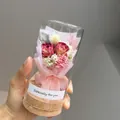 Mini glass dome with red dried roses and cork base held in hand for gift display - Pink Wishing Bottle / 6.5*12.5cm