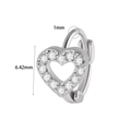 Silver-colored heart hoop earring with micro-pave cubic zirconia crystals and measurements - #3 Hollow Heart Style
