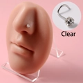 Piercing de nariz en forma de S de acero inoxidable con cristal transparente 20G - 0.8x7x3mm / Forma S Blanco (Claro)
