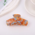 Grande molletta per capelli in acetato con motivo marmorizzato arancione e blu - Arancio Blu