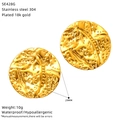 Details zu wasserfesten 29mm Ohrringen aus 304 Edelstahl mit 18k Goldbeschichtung - Runder Strukturierter Stil (SE428G) / Gold
