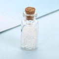 Miniature glass wish bottle with white natural crystal stones and a cork stopper - White Crystal