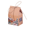 Weihnachts-Geschenkbox in Hausform aus Kraftpapier mit Schneemann-Motiv und Juteschnur - Schneemann