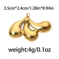 Gold abstract streamlined pendant in 304 stainless steel measuring 3.5cm by 2.4cm - TP0785 Fluid Lines / Gold