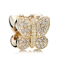 Perle papillon dorée exquise avec cristaux étincelants pour bracelets de luxe - Style Papillon Pavé De Strass Doré (003)