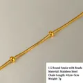 1.5mm round snake bead chain necklace in 18k gold plated stainless steel - 1.5 Round Snake Chain with Beads