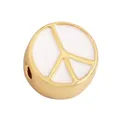 DIY peace sign charm bead in gold metal and white enamel finish for jewelry making - Peace Sign-White
