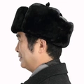 Gorro de aviador negro de invierno con orejeras de piel sintética para protección térmica - Talla única / Cuero Negro Piel Negra