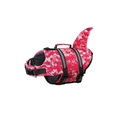 Pink pixel camo dog life jacket with upright shark fin and reflective safety straps - Pink Camouflage