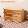 Three-layer desktop drawer storage box in warm yellow and transparent plastic finish - Yellow Honey Bear (2#)
