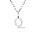 Minimalist silver stainless steel cable chain necklace with letter Q pendant - Letter Q / Steel Color
