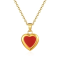 Collana in acciaio inossidabile placcato oro 18k con ciondolo a cuore rosso - Catena d'Oro con Cuore in Smalto Rosso