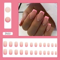 French rose pink gradient long square press-on nails with rhinestones and matte finish - Z622 Simple Matte Pink French