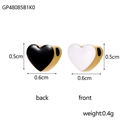 Detail view showing dimensions of a 0.5cm matte heart pendant with gold accents - Black and White