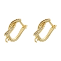 Detailed view of U-shaped gold plated ear hooks with sparkling cubic zirconia pavé setting - Gold