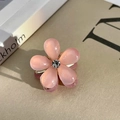 Pink jelly flower hair clip with a sparkling center rhinestone and gold metal base - Pink Gradient
