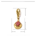 Detail of gold-plated stainless steel teardrop pendant with red stone and dimensions - Gold Square Red Natural Stone