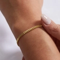 Minimalist 18K gold plated stainless steel curb chain bracelet for women - 3mm Cuban Link Bracelet
