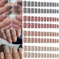 Detail view of multi-color matte press-on nails in grey, rose pink, and beige tones - 4 Colors Glossy 06 (96pcs)