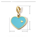 Macro detail of 12x18mm blue heart pendant in stainless steel and enamel finish - Light Blue Heart Pendant