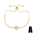 Verstellbares Goldarmband mit Zirkonia-Biene-Anhänger und funkelndem Wassertropfen-Diamant - A-Goldene Biene