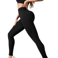 Leggings de yoga negros de talle alto con efecto push-up para realzar la figura - S / Negro