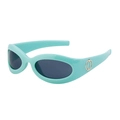 Y2K vintage oval cycling sunglasses with mint green frames and gray polarized lenses - Emerald Blue Gold Grey