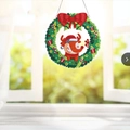5D DIY diamond painting Christmas wreath with reindeer, hung on a bright window - DZ676-Reindeer Bow Wreath