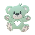 Funny mint green bear silicone baby pacifier teether with hollow heart grip design - Raccoon Teether / Green