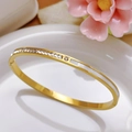 Elegant gold stainless steel bangle with square zircons and white mother-of-pearl inlay - Single Row White Shell Bangle