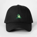 Casquette de baseball en coton noir avec broderie de grenouille faisant du yoga devant - Taille unique / Noir