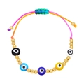 Adjustable colorful bohemian evil eye braided bracelet with multi-color beads - Multi-color