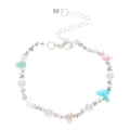 Detail of beaded necklace with silver nuggets, white pearls, and pastel gemstones - New Chinese Style Artificial Pearl Spliced Broken Silver Bracelet (6952) / Bright Silver