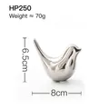 Figura pájaro de cerámica plateada HP250 decorativa mínima 8cm de largo y peso 70g - Pequeño (HP250) / Plateado