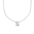 Collier en acier inoxydable argenté poli avec un petit pendentif en forme d'os creux - Lettre X / Acier