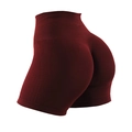 Seamless high-waisted yoga shorts in burgundy with peach butt lifting effect - S / Burgundy