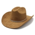 Cappello da cowboy western classico kaki con catena di strass e tesa larga - Cachi
